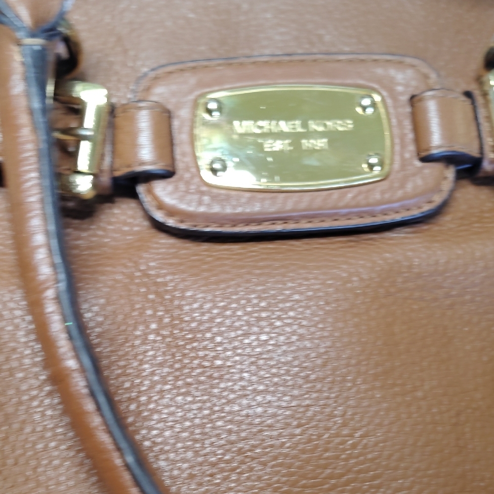 Gorgeous Michael Kors Brown Leather Satchel with Gold Accents - Picture 10 of 14